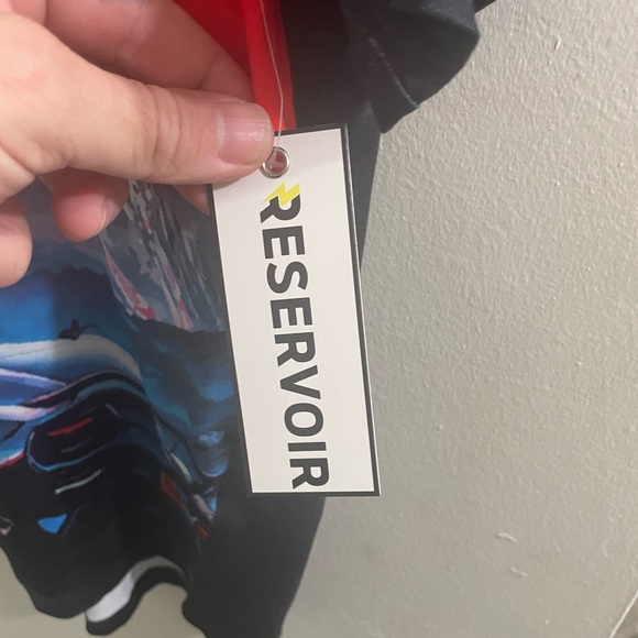 Reservoir Black and Red Mountain Print Shirt Button Casual NWT Mens Size Small - Picture 2 of 9